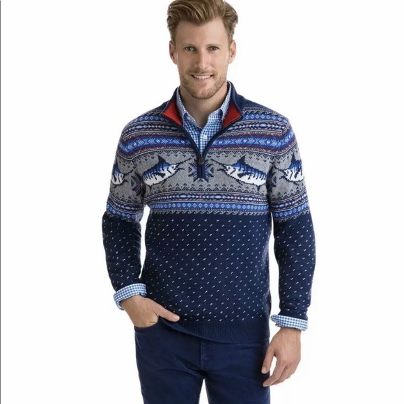 Vineyard Vines Zip Wool Blend Marlins Knit Sweater - Picture 6 of 8